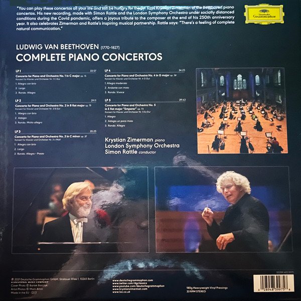 Krystian Zimerman, Simon Rattle, London Symphony Orchestra - Ludwig van Beethoven: Complete Piano Concertos (5 x LP, Box)