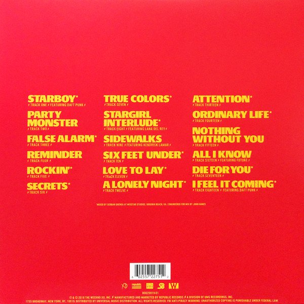The Weeknd ‎- Starboy (2 x LP, Red Translucent)